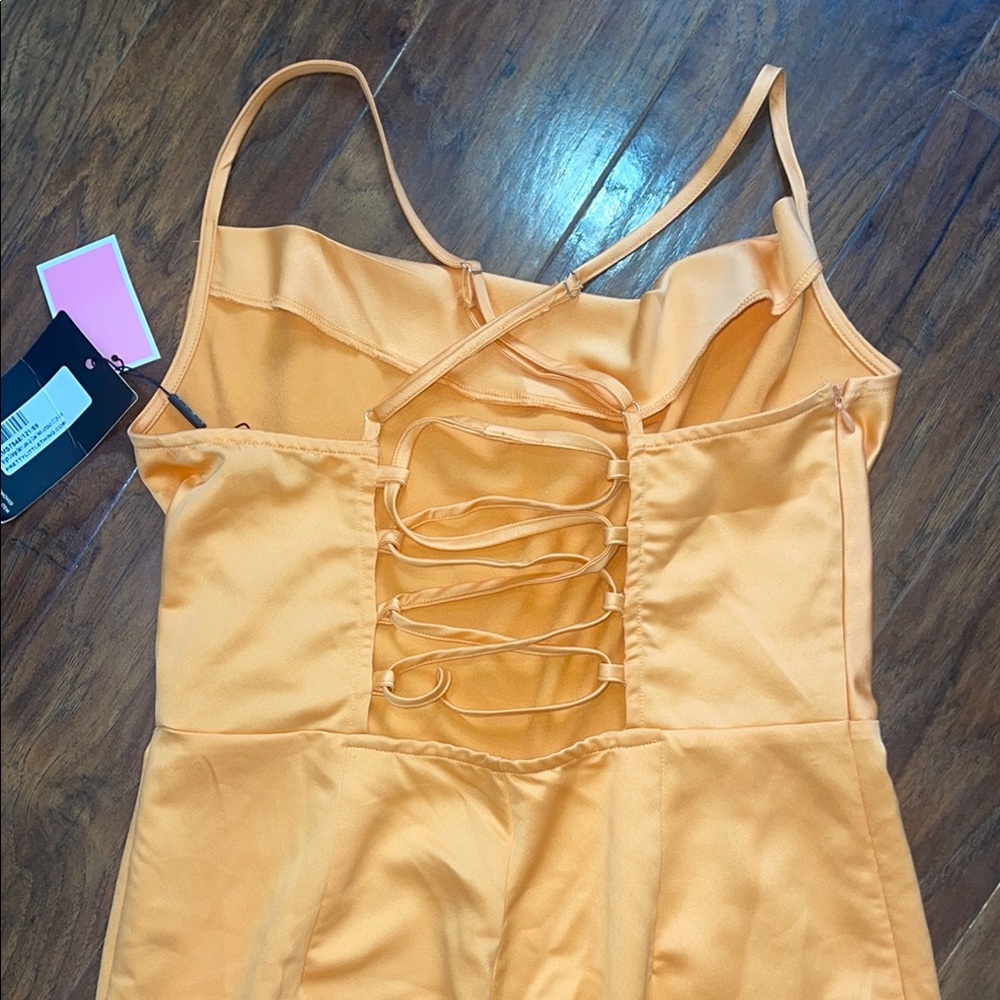 PrettyLittleThing Orange Spaghetti Strap Jumpsuit - Picture 3 of 6